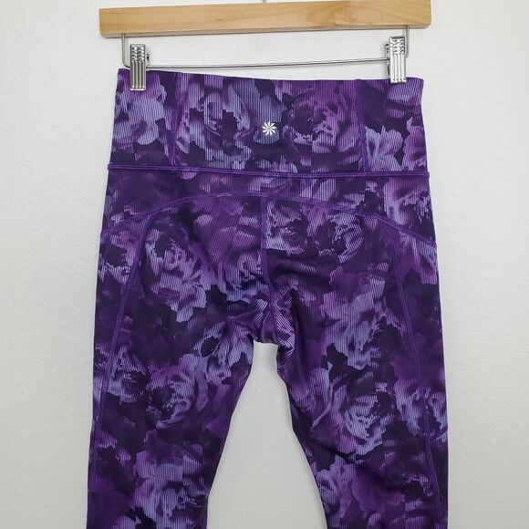 Athleta Printed Rainier Tight Legging Size S Spliced Floral Basalt Violet Purple - Picture 5 of 14